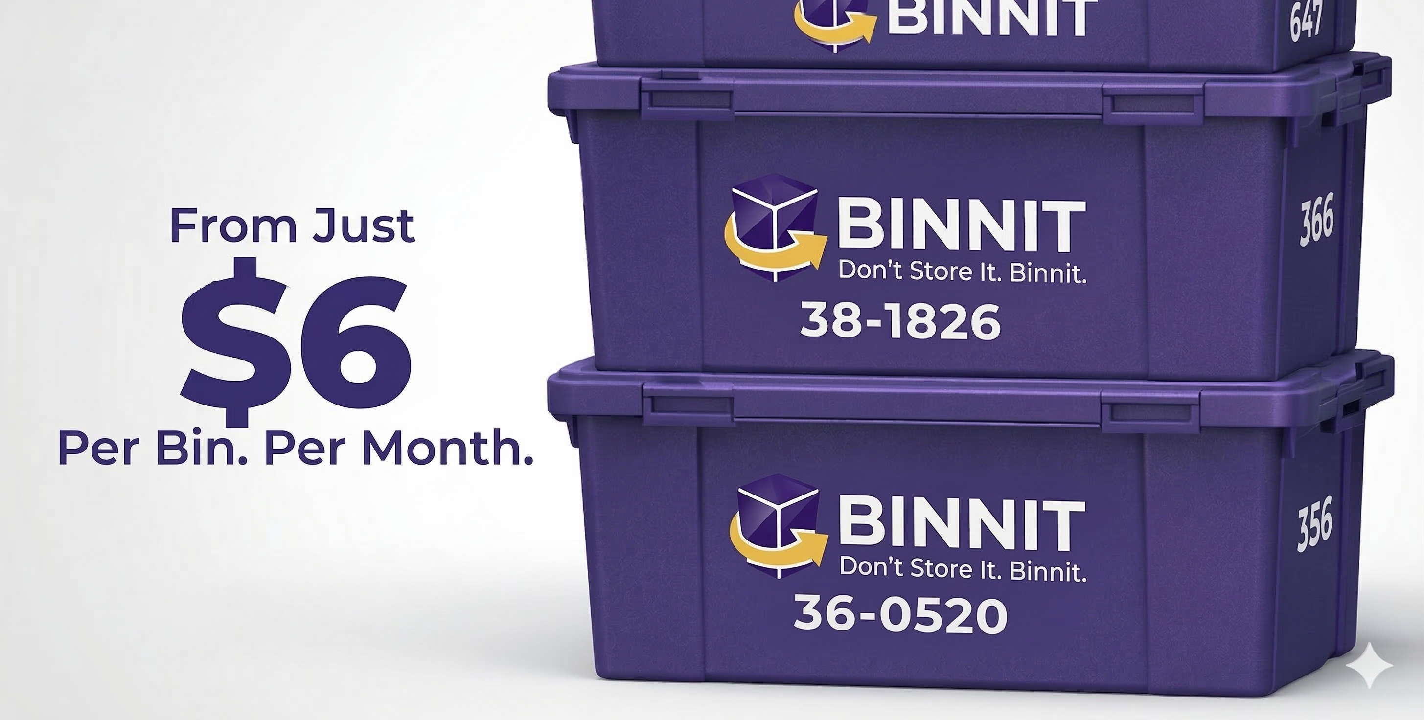 Storage by the bin — from $6/month